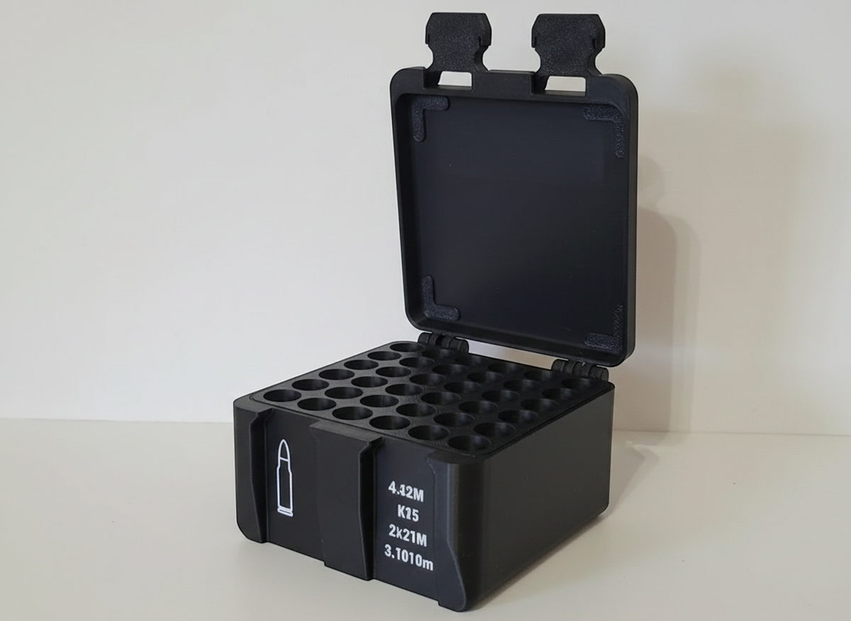 
Filamelt Munitionsbox / 12 Gauge (.12/76 & .12/89) / 'Klappdeckel' / Patronenbox, Ammo Box - 3D-Druck aus dem Westerwald