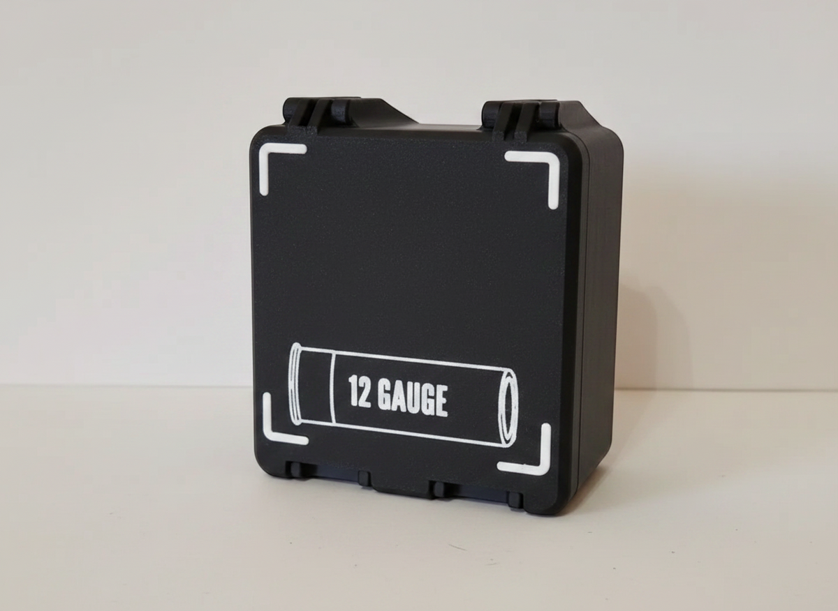 
Filamelt Munitionsbox / 12 Gauge (.12/76 & .12/89) / 'Klappdeckel' / Patronenbox, Ammo Box - 3D-Druck aus dem Westerwald