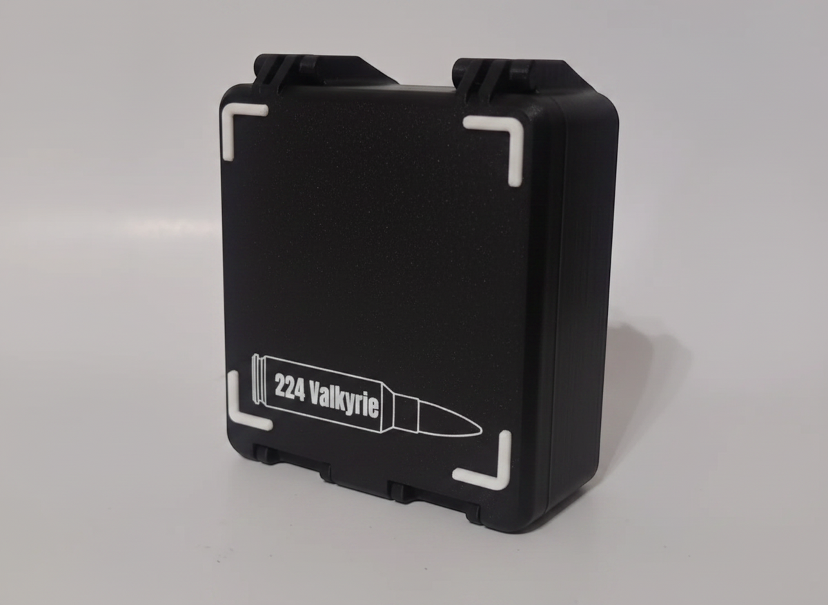 
Filamelt Munitionsbox / 224 Valkyrie / 'Klappdeckel' / Patronenbox, Ammo Box - 3D-Druck aus dem Westerwald