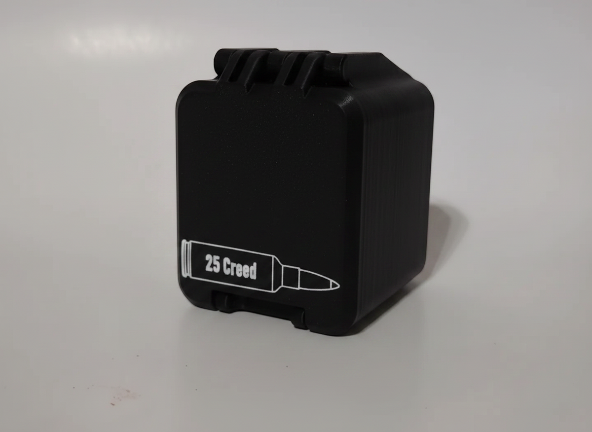 
Filamelt Munitionsbox / 25 Creedmoor / 'Klappdeckel' / Patronenbox, Ammo Box - 3D-Druck aus dem Westerwald