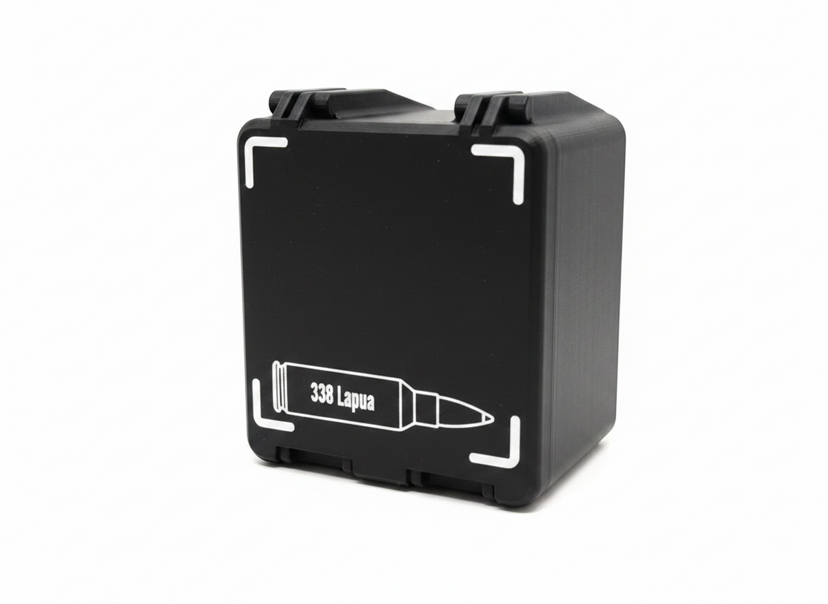 
Filamelt Munitionsbox / 338 Lapua Magnum / 'Klappdeckel' / Patronenbox, Ammo Box - 3D-Druck aus dem Westerwald