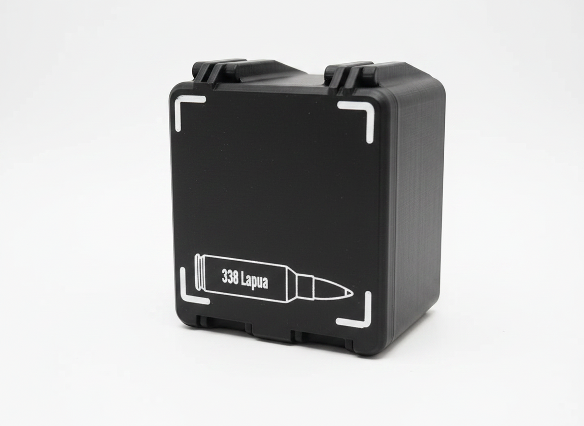 Filamelt Munitionsbox / 338 Lapua Magnum / 'Klappdeckel' / Patronenbox, Ammo Box - 3D-Druck aus dem Westerwald
