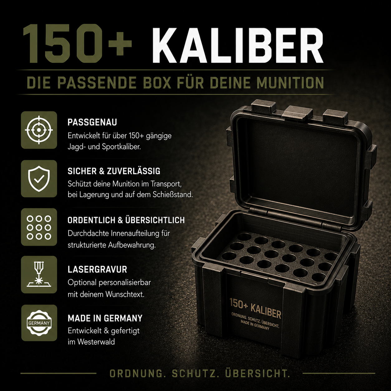 Filamelt Munitionsbox / 7.5x55 / ‘Klappdeckel’  / Patronenbox, Ammo Box